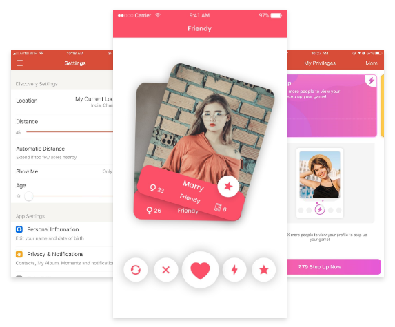 Bumble Clone dating app Script ui/ux Design