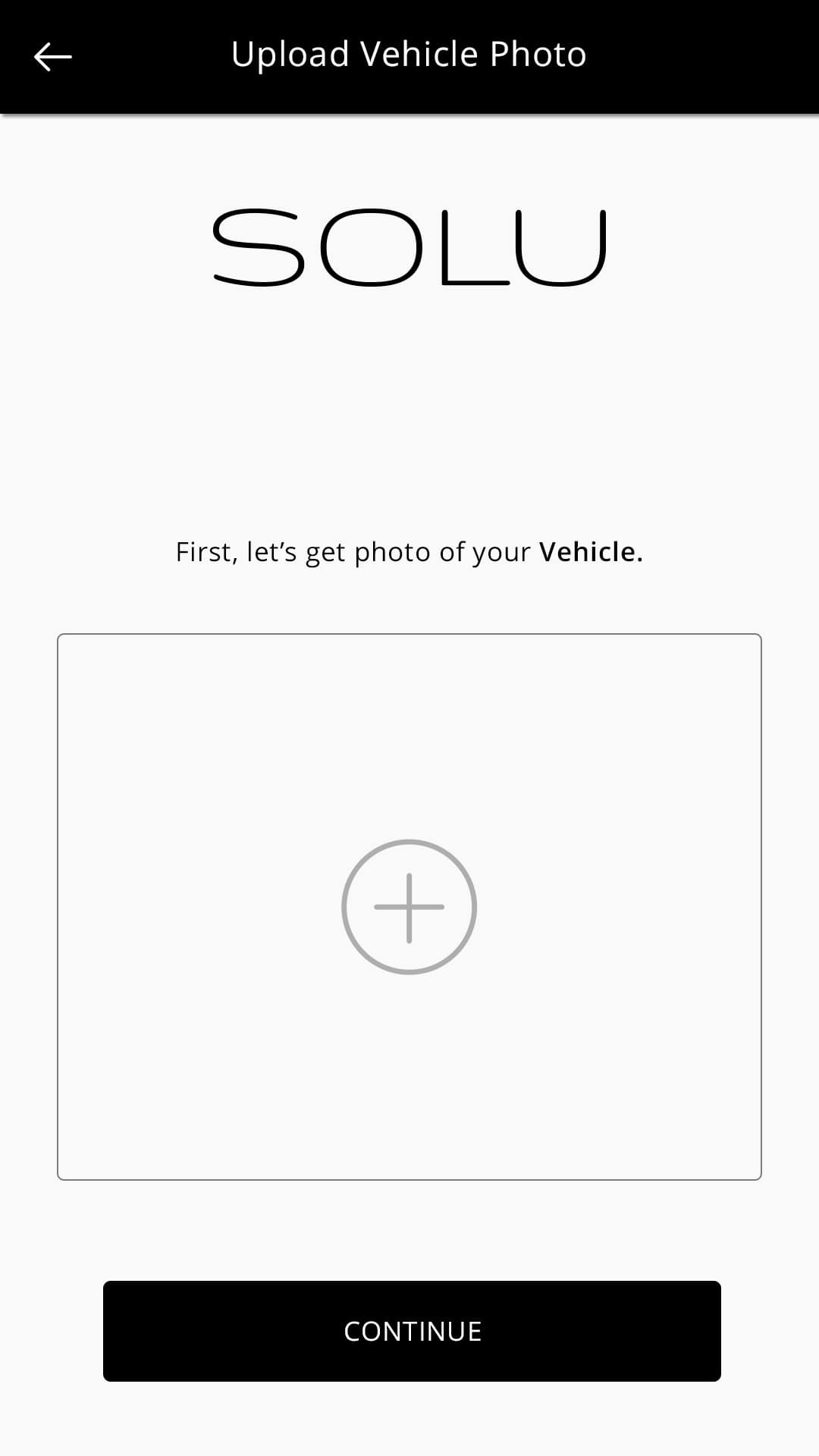 Solu (ride sharing app) Upload Vehicle Data screen