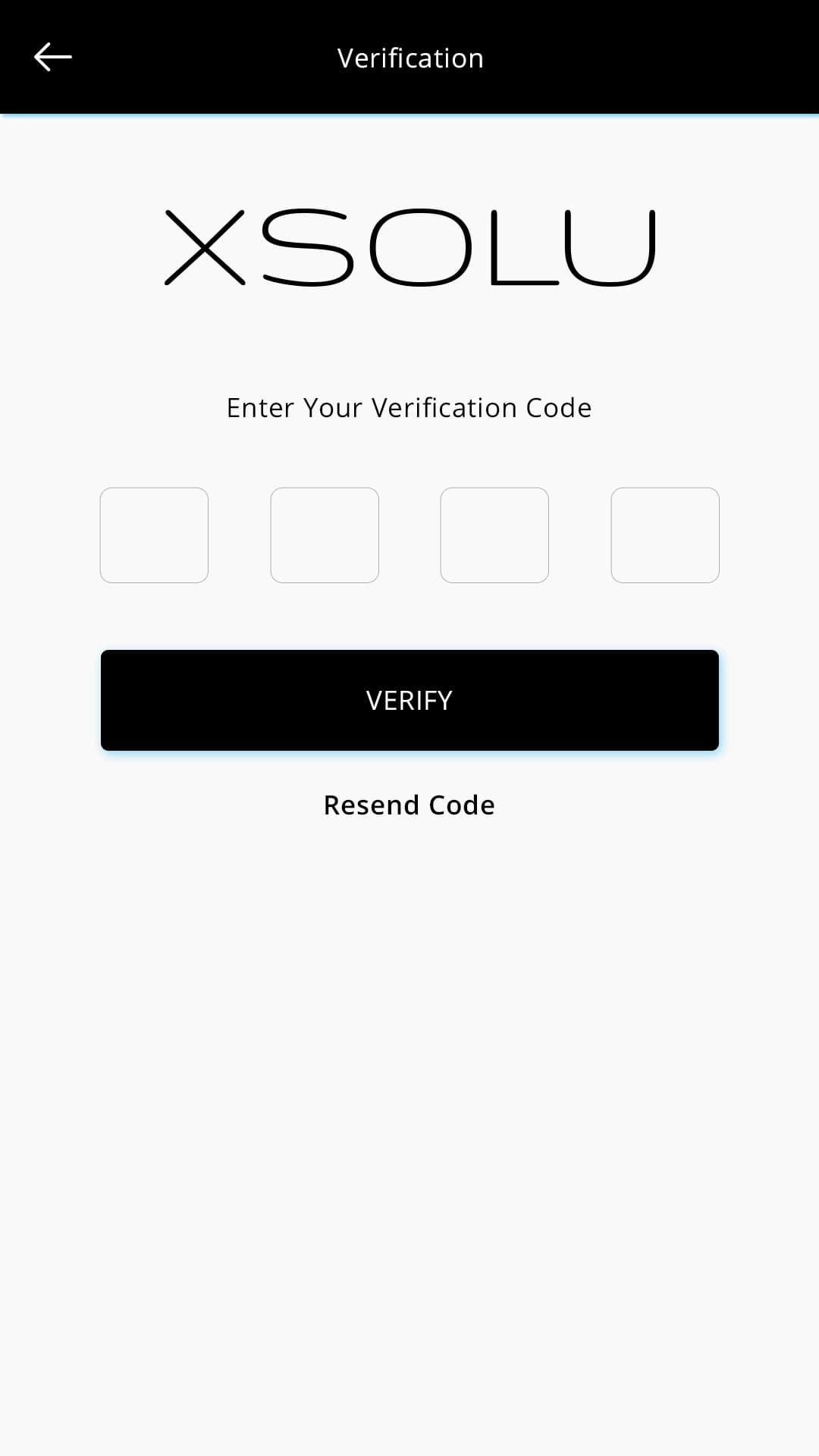 X Solu (ride sharing app) Verification screen